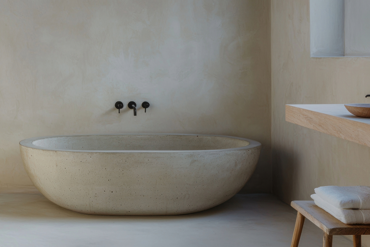 Le béton ciré coûte cher à poser et à entretenir dans une salle de bain