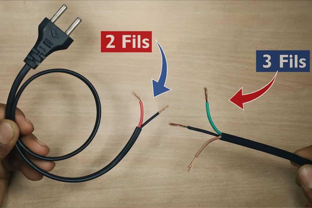Branchement luminaire 2 fils sur 3 fils