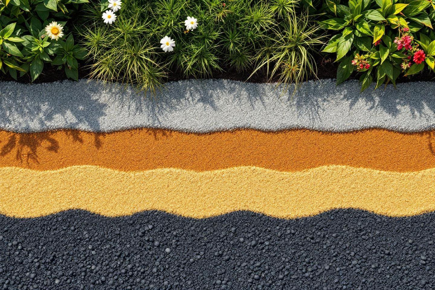 Différentes textures de sol avec des plantes et des fleurs