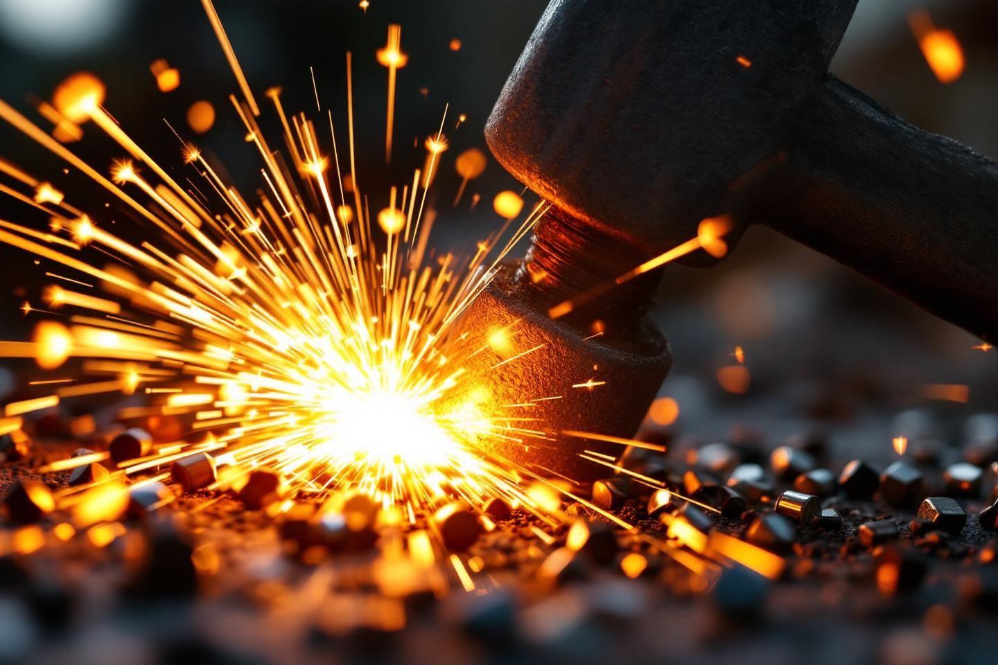 Explosion de lumière dorée avec des étincelles volantes