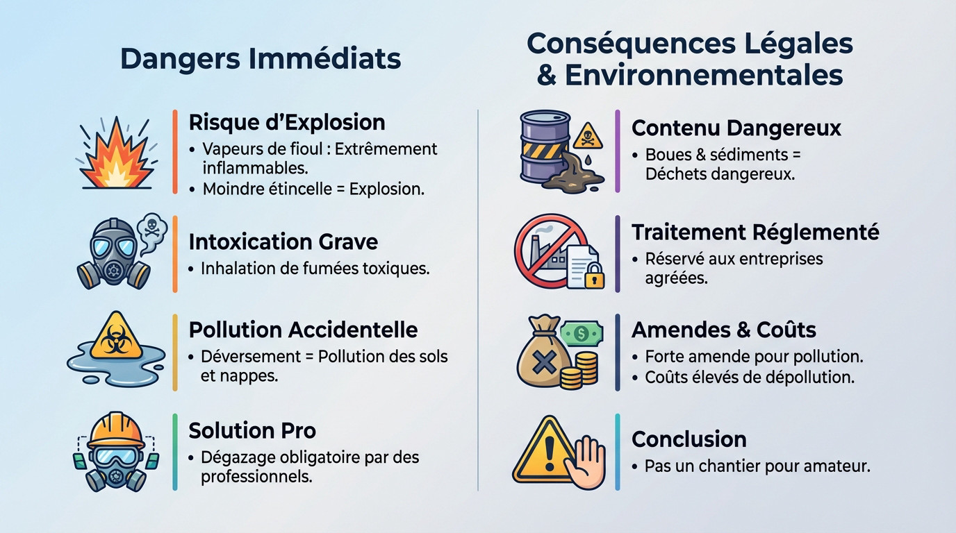 Intervention professionnelle sécurisée pour le nettoyage et le dégazage d'une cuve à fioul