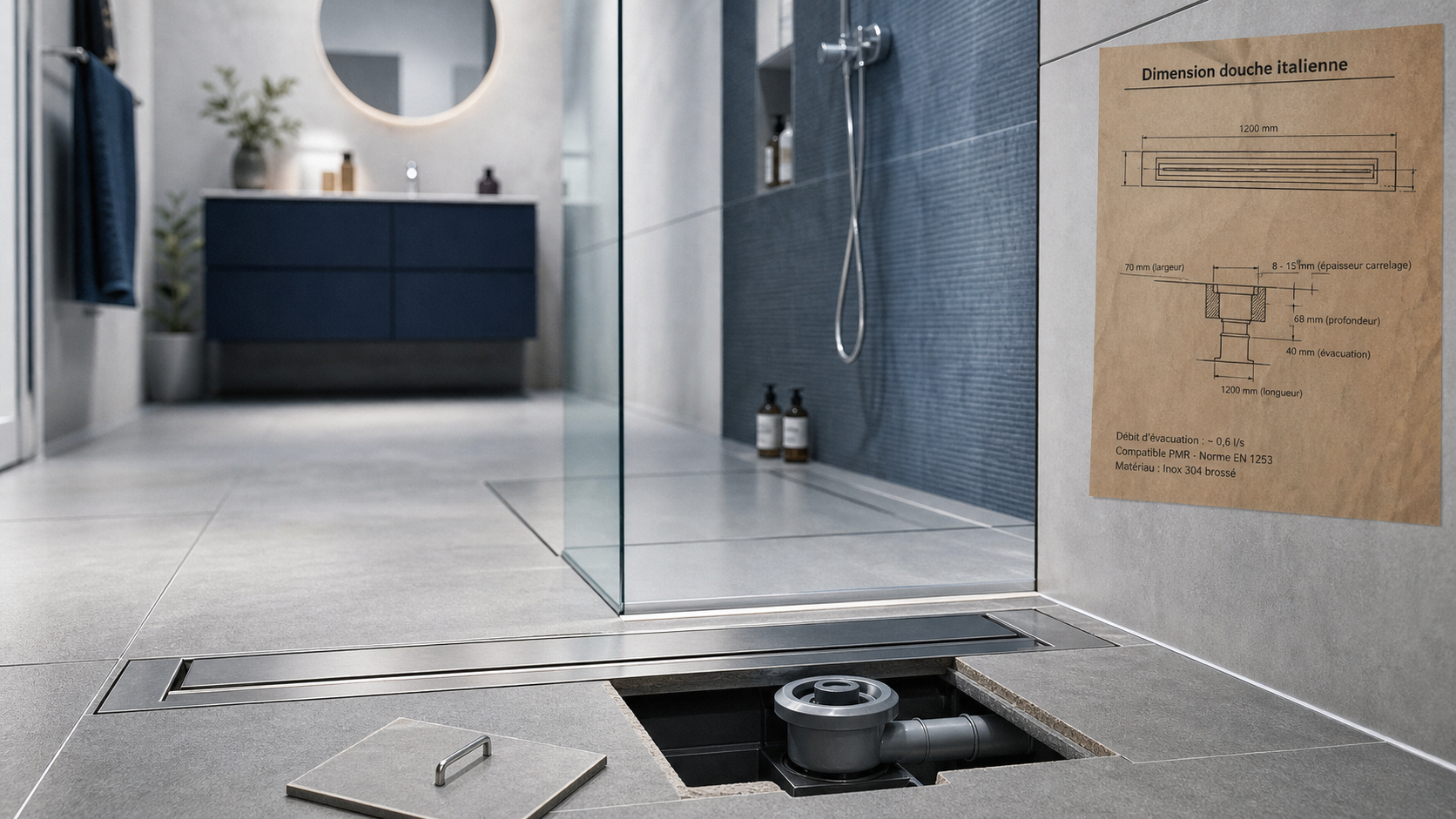 10 à 12 cm : la vraie dimension qui décide d’une douche italienne de plain-pied