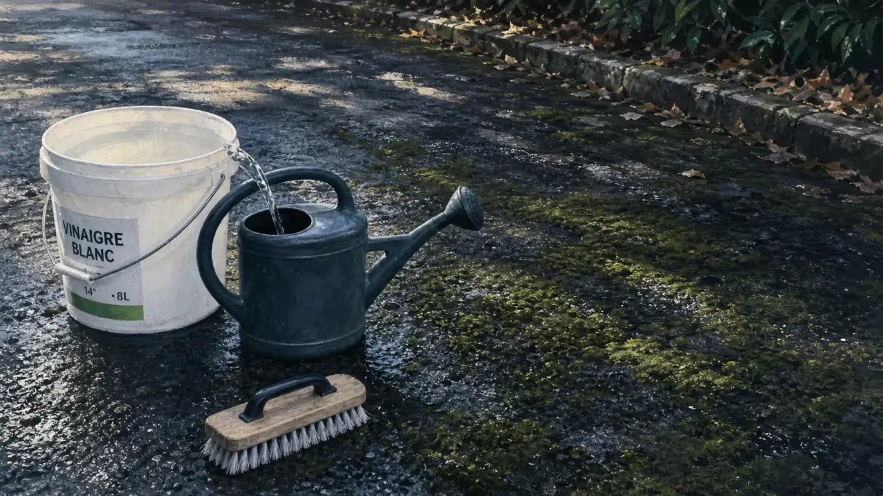 Vinaigre blanc sur goudron : pur ou à 50 %, temps de pose et rinçage