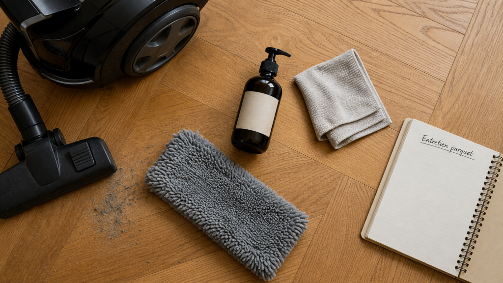 Nettoyer les parquets : microfibre et savon noir, finitions sans humidité