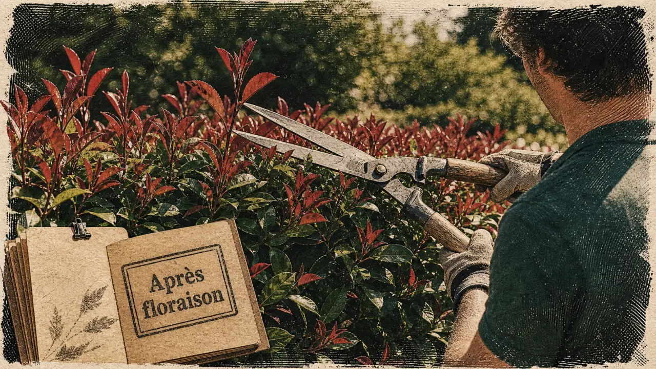Tailler le photinia au bon moment : après floraison, en été léger et avant les fortes chaleurs