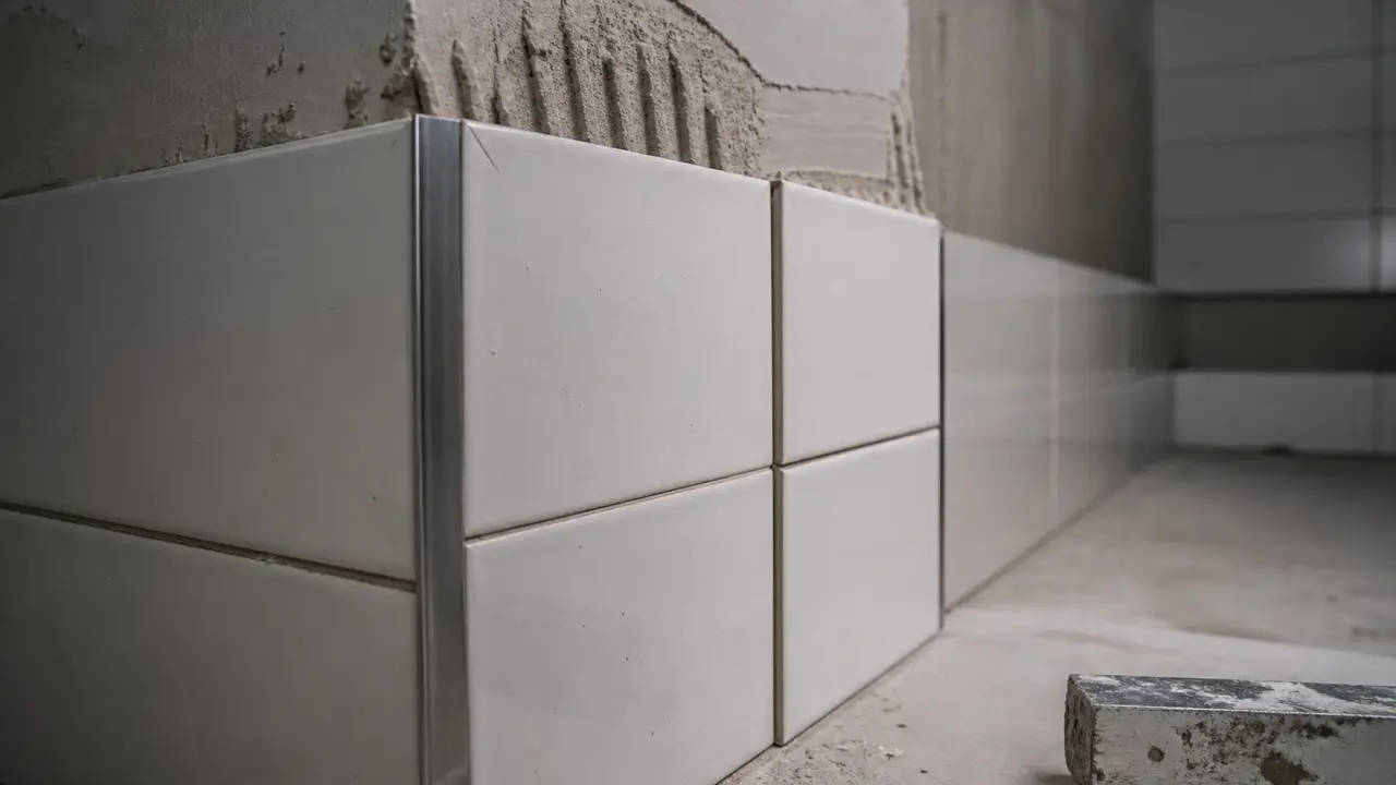 Angle en carrelage : profilé, coupe à 45° et pièce spéciale sur douche à l’italienne