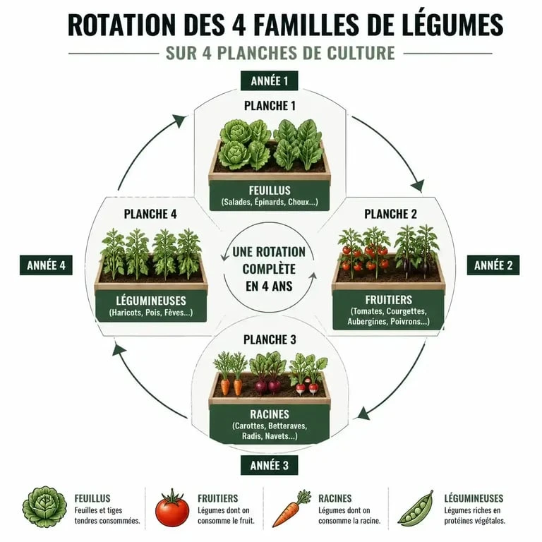 Schéma de rotation des cultures pour réussir son potager débutant