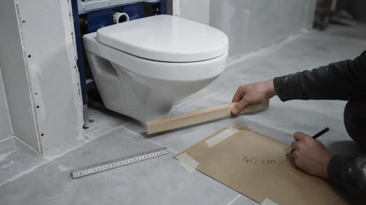 Hauteur d’un WC suspendu : 40 cm en repère, 43 cm pour plus de confort