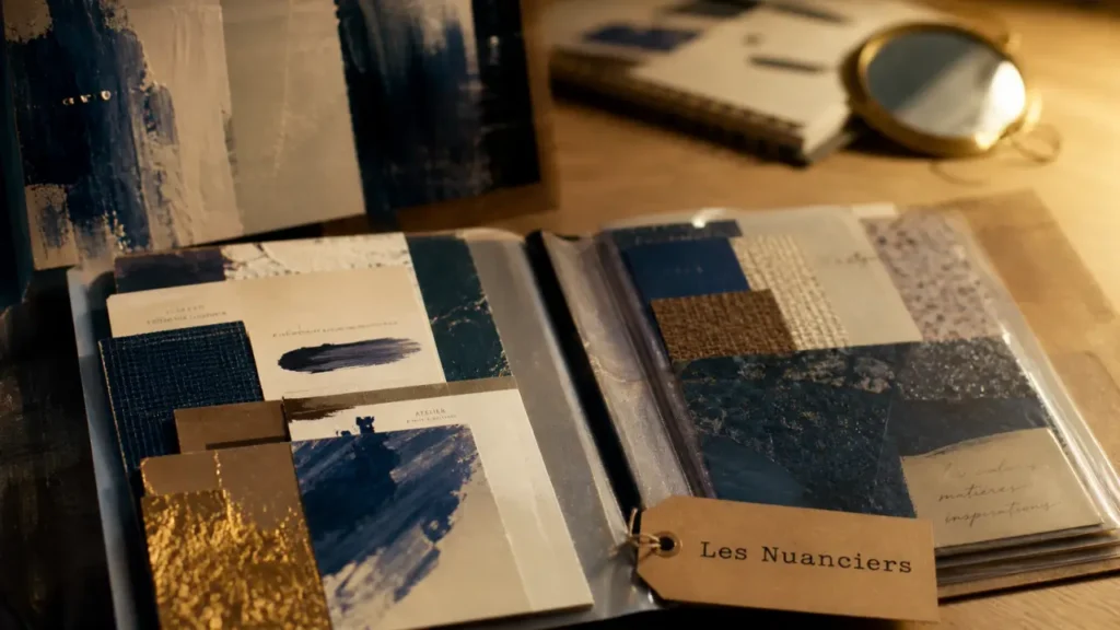 Les nuancier sur table d’atelier : cartes et échantillons couleur