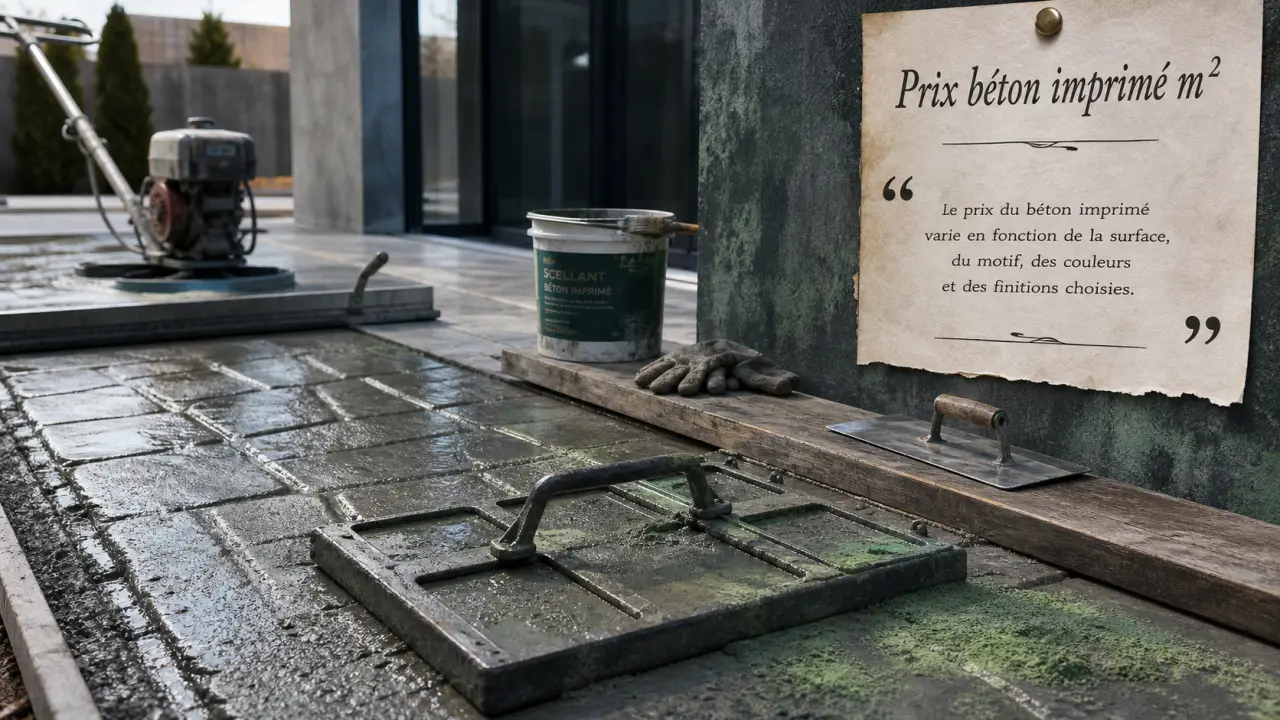 Prix du béton imprimé au m² : 6 € d’appel ou 85 € HT posé, que couvre vraiment le tarif ?