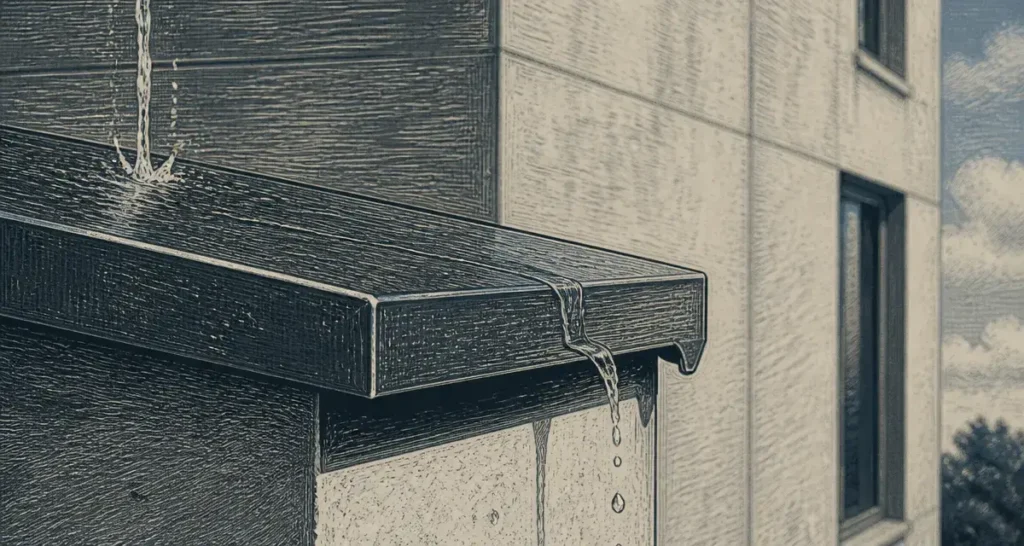 Couvertines mur : couvertine aluminium avec larmier anti-traces d’eau sur sommet de mur