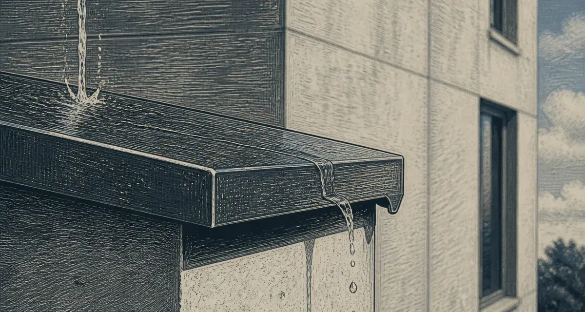 Couvertines mur : couvertine aluminium avec larmier anti-traces d’eau sur sommet de mur