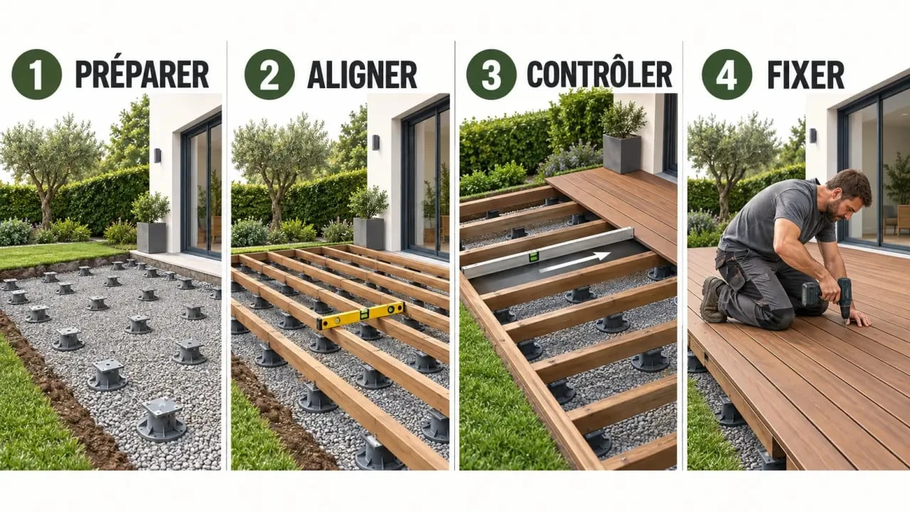 Étapes pour poser une terrasse en bois sur lambourdes