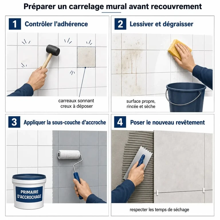 Recouvrir un carrelage mural : étapes de préparation du support avant pose