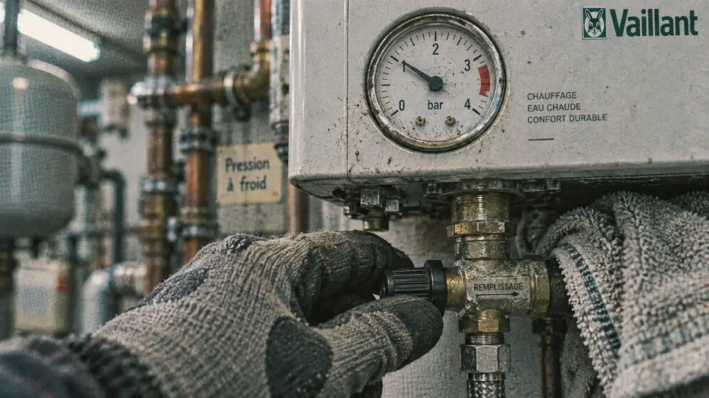 Faut il eteindre la chaudiere pour remettre de l’eau : main règle la vanne, pression à froid