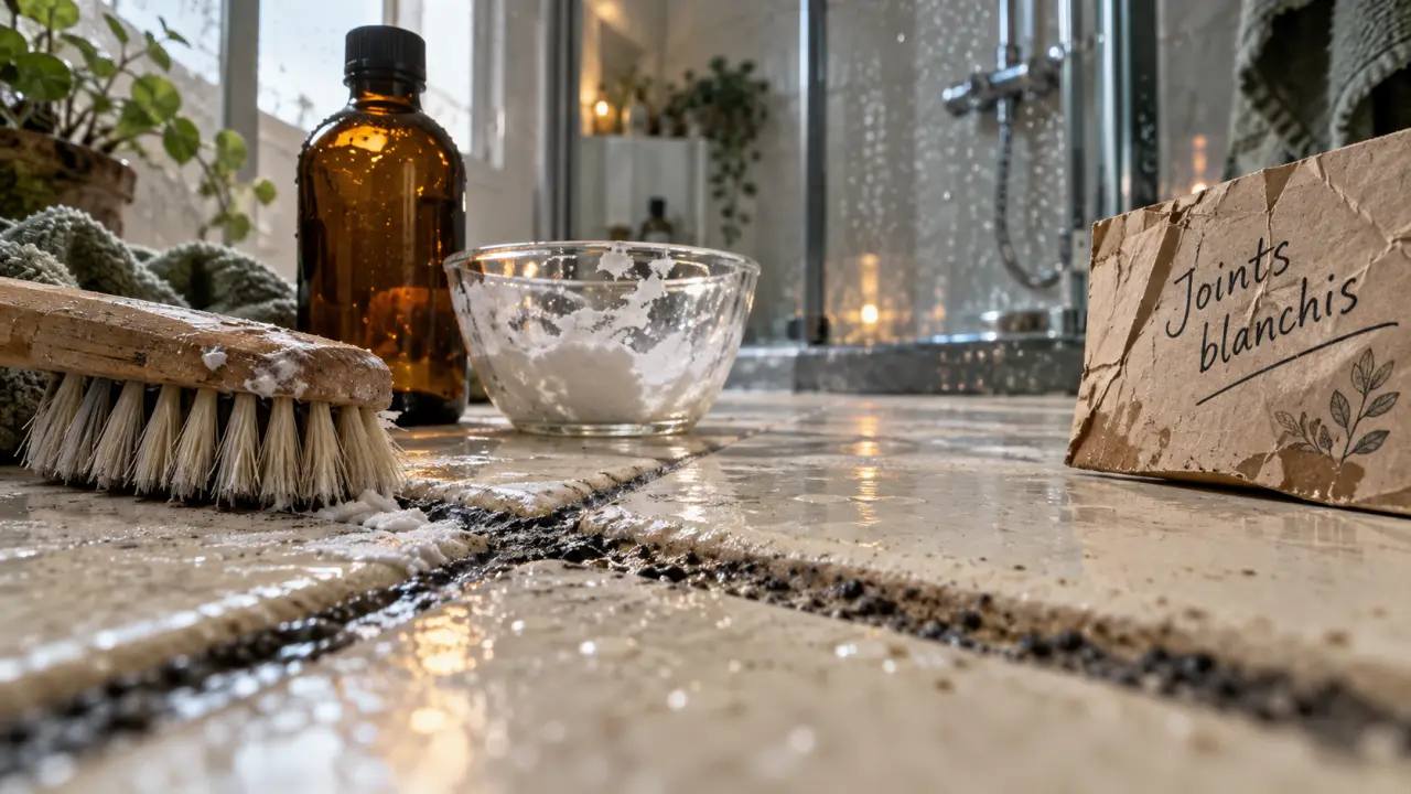 Nettoyage de joint de carrelage : joints noircis blanchis, brosse et bicarbonate
