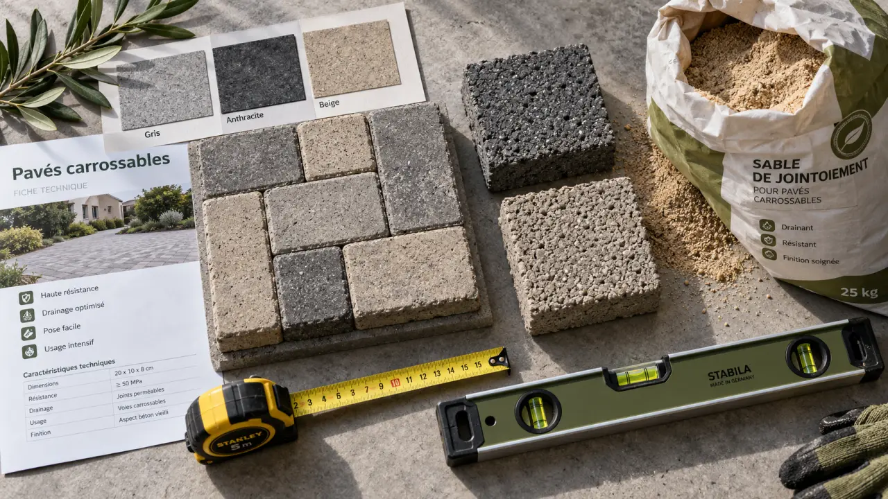Pavés en béton 6 ou 8 cm : dalle carrossable